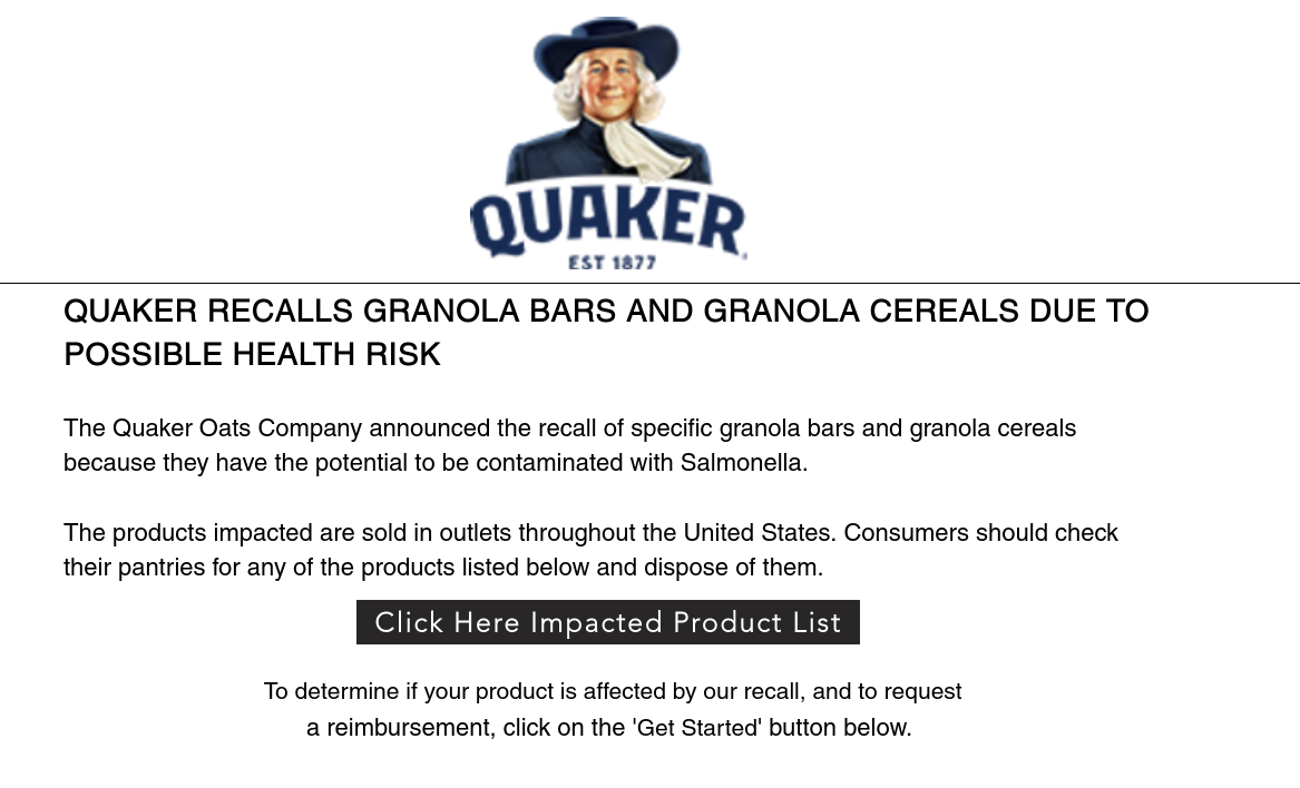 Quaker recall 2023: Granola bars, cereal recalled for salmonella risk